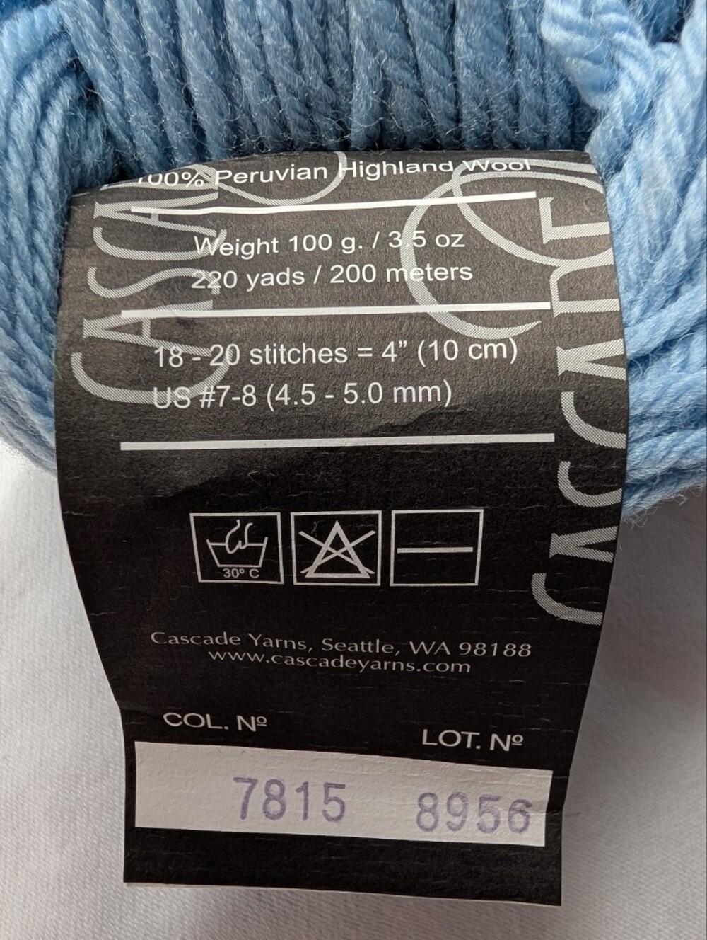 Cascade Yarns Cascade 220 Wool Yarn Light Blue - 6 Skeins - Picture 7 of 8